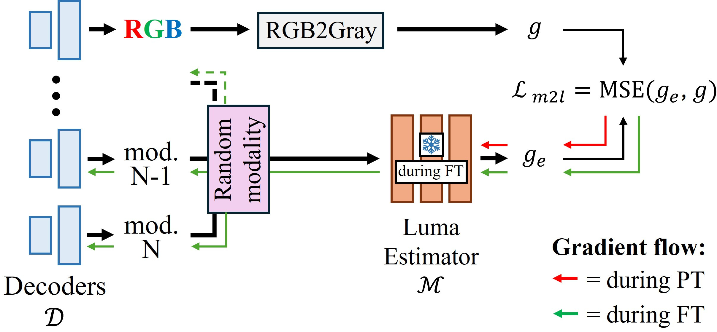 Modality-to-luma loss.